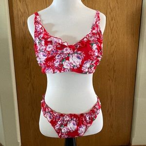 Pour moi red floral print bikini